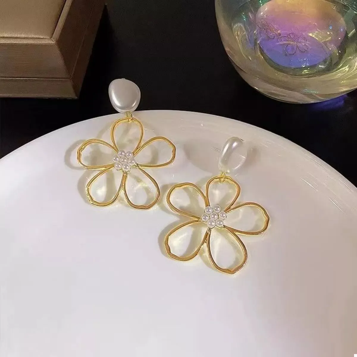 Pearl & Floral Drop Earrings sold by Charming Charlie product image thumbnail 3