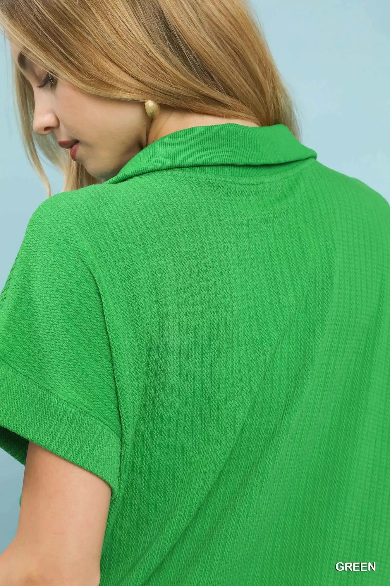 Umgee Textured Striped Zip Collar Knit Top sold by Charming Charlie product image thumbnail 5