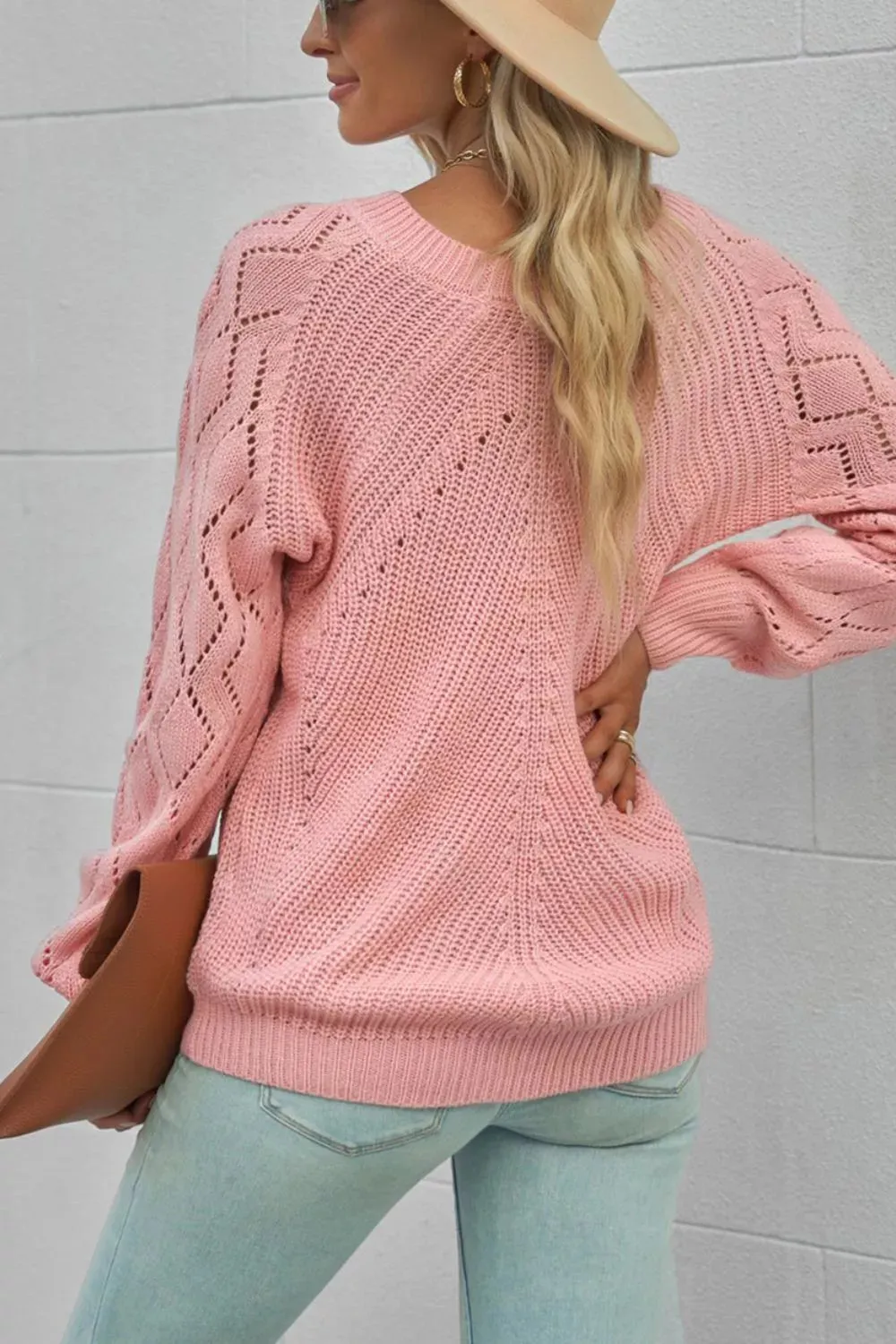 Hollow-Out Puffy Sleeve Knit Sweater sold by Charming Charlie product image thumbnail 3