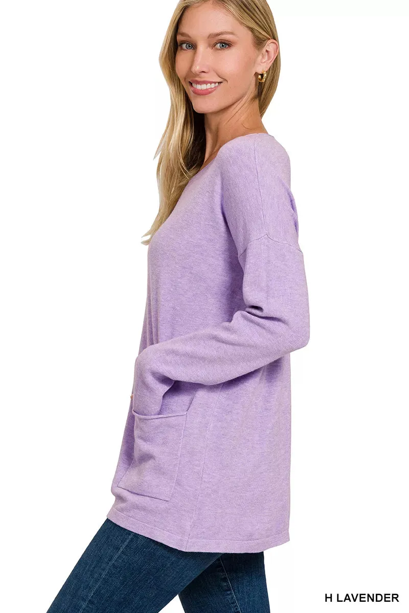 Zenana Viscose Long Sleeve Front Pockets Sweater sold by Charming Charlie product image thumbnail 3
