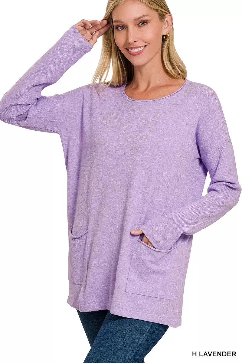 Zenana Viscose Long Sleeve Front Pockets Sweater sold by Charming Charlie