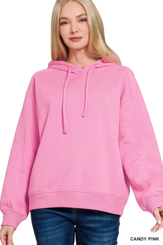 Zenana Drawstring Relaxed Fit Fleece Hoodie sold by Charming Charlie