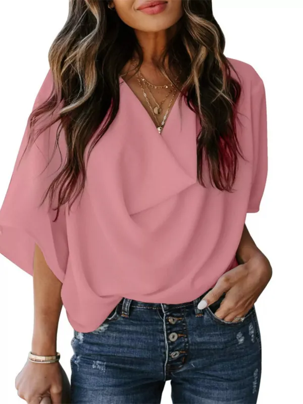 Full Size Half Sleeve Flowy Blouse Plus Size sold by Charming Charlie