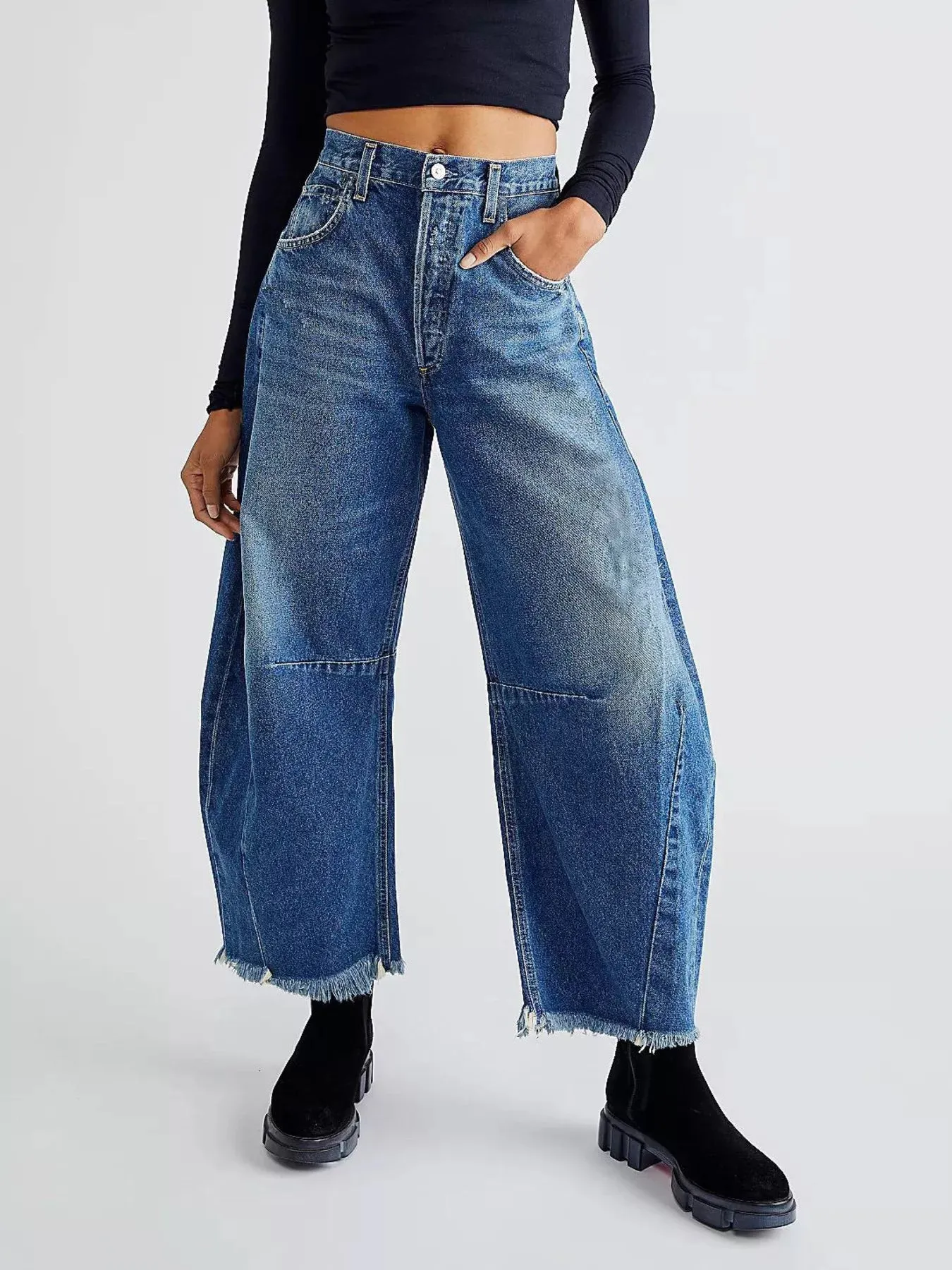 Wide Leg Raw Hem Jeans sold by Charming Charlie