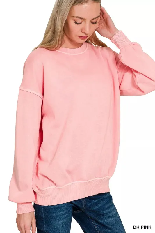 Zenana Pigment Dye Fleece Oversized Sweatshirt sold by Charming Charlie