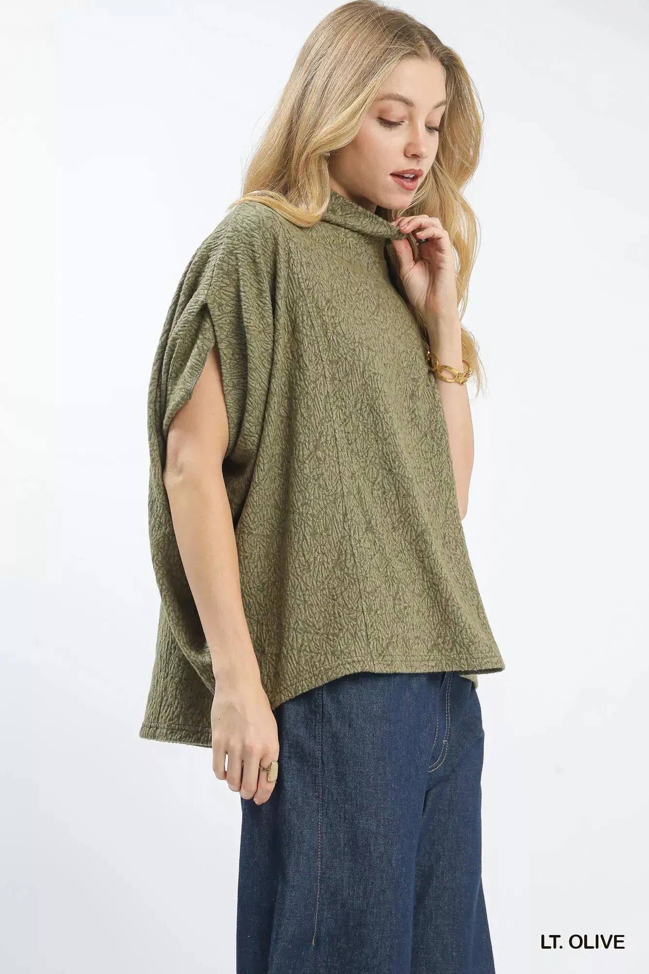 Umgee Textured Mock Neck Relaxed Top sold by Charming Charlie product image thumbnail 3