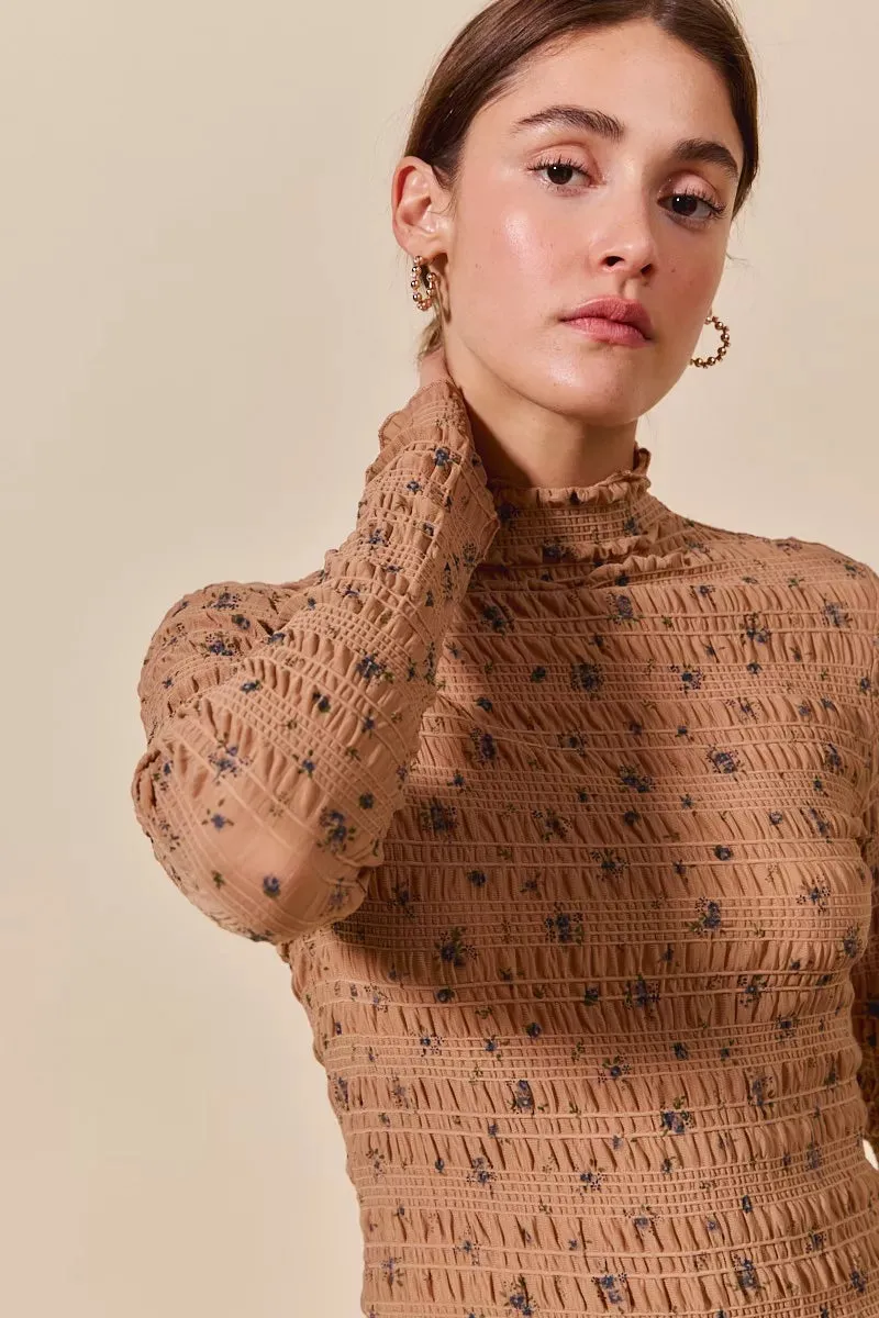 SO ME Floral Print Textured Long Sleeve Knit Top sold by Charming Charlie product image thumbnail 4