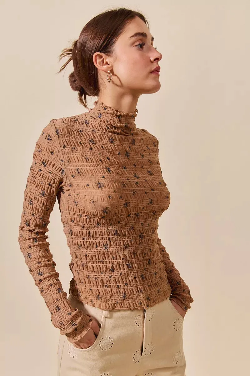 SO ME Floral Print Textured Long Sleeve Knit Top sold by Charming Charlie product image thumbnail 5