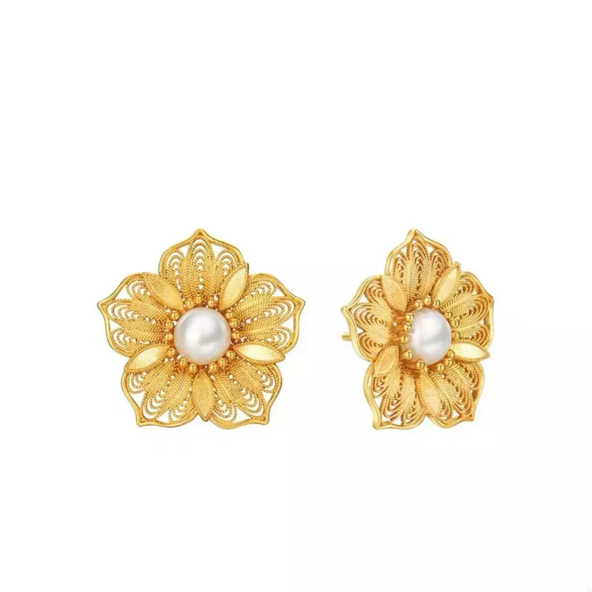 Floral Stud Earrings with Pearl Center sold by Charming Charlie product image thumbnail 4