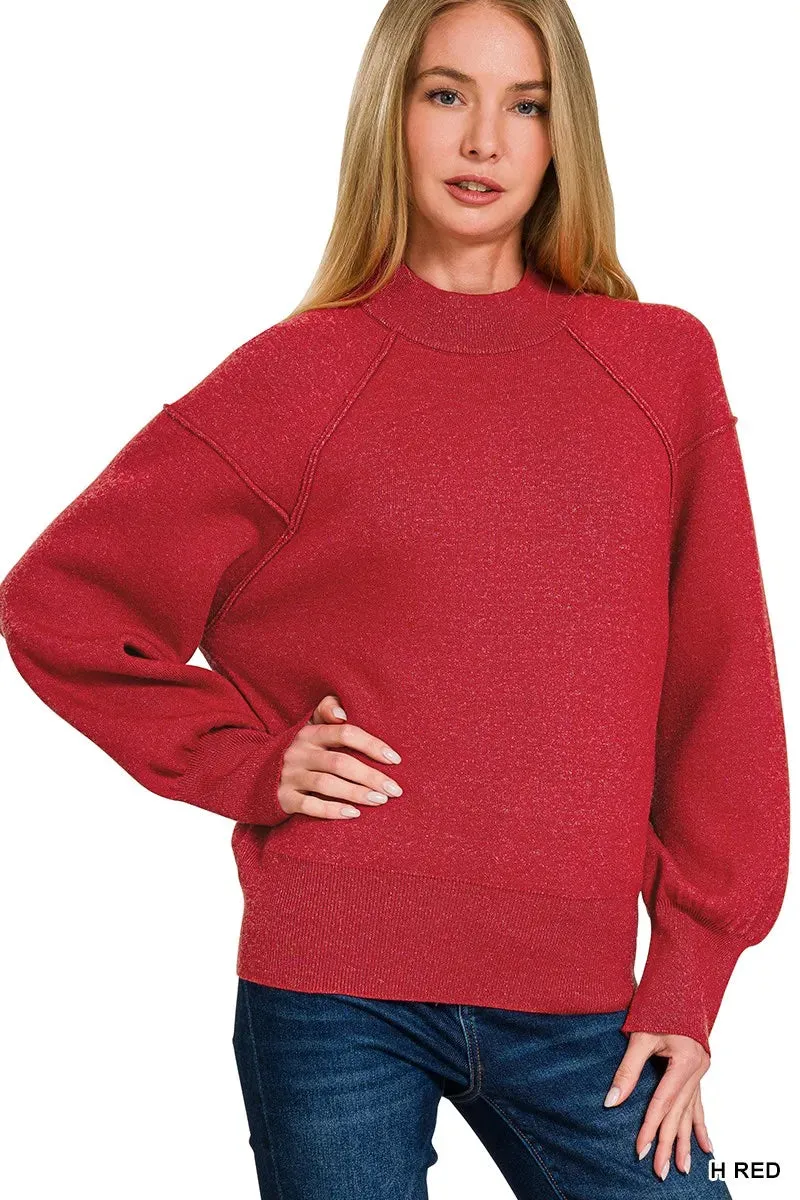 Zenana Viscose Mock Neck Exposed Seam Sweater sold by Charming Charlie