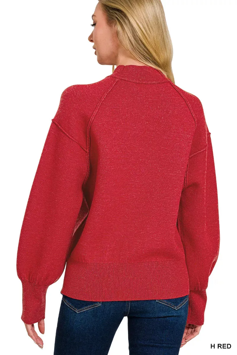 Zenana Viscose Mock Neck Exposed Seam Sweater sold by Charming Charlie product image thumbnail 2
