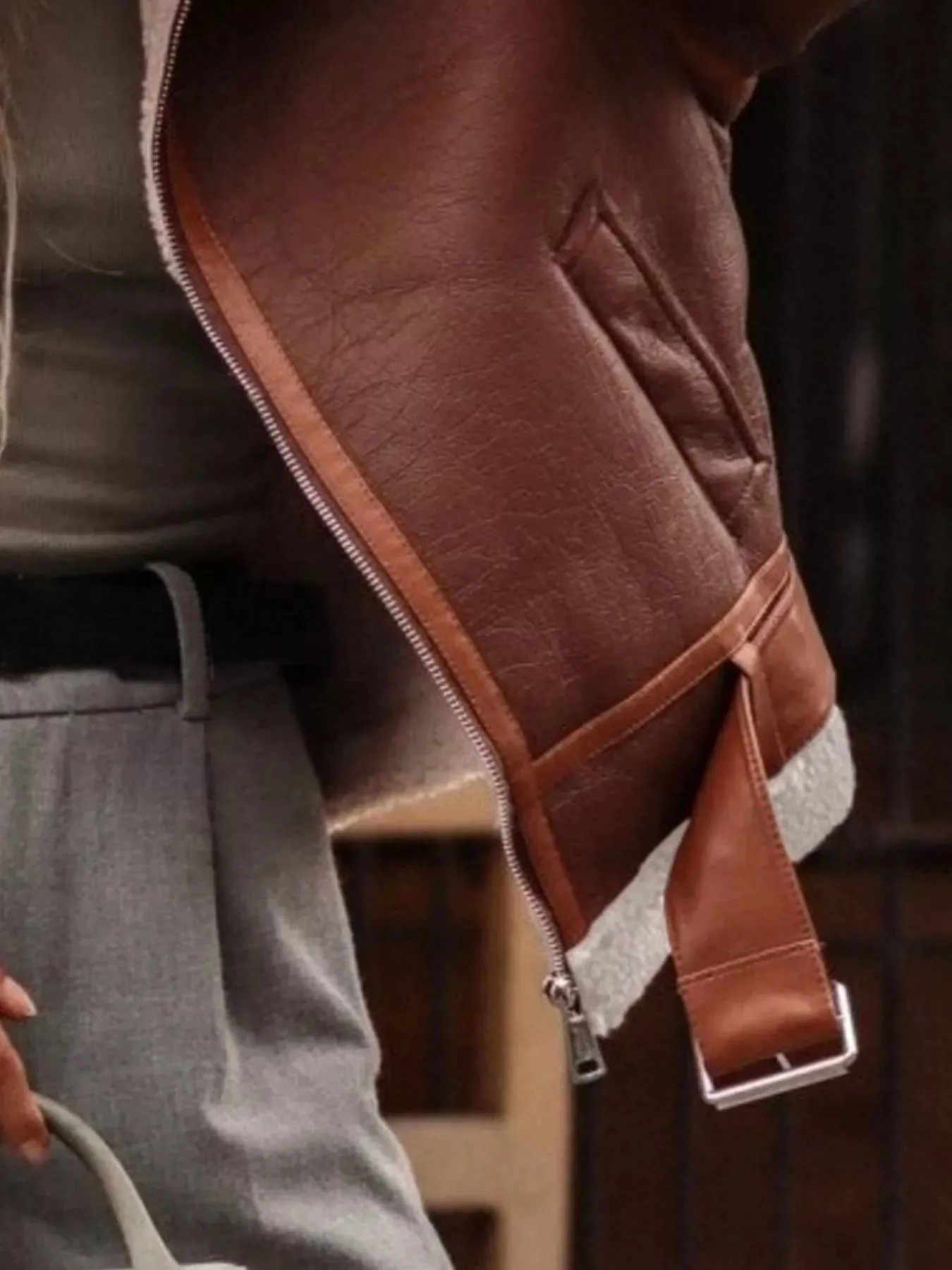 Shearling Lined Zip Up Jacket sold by Charming Charlie product image thumbnail 2