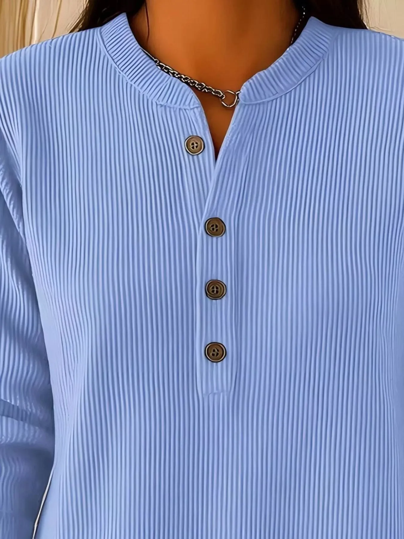 Full Size Button Detail Long Sleeve Top Plus Size sold by Charming Charlie product image thumbnail 2