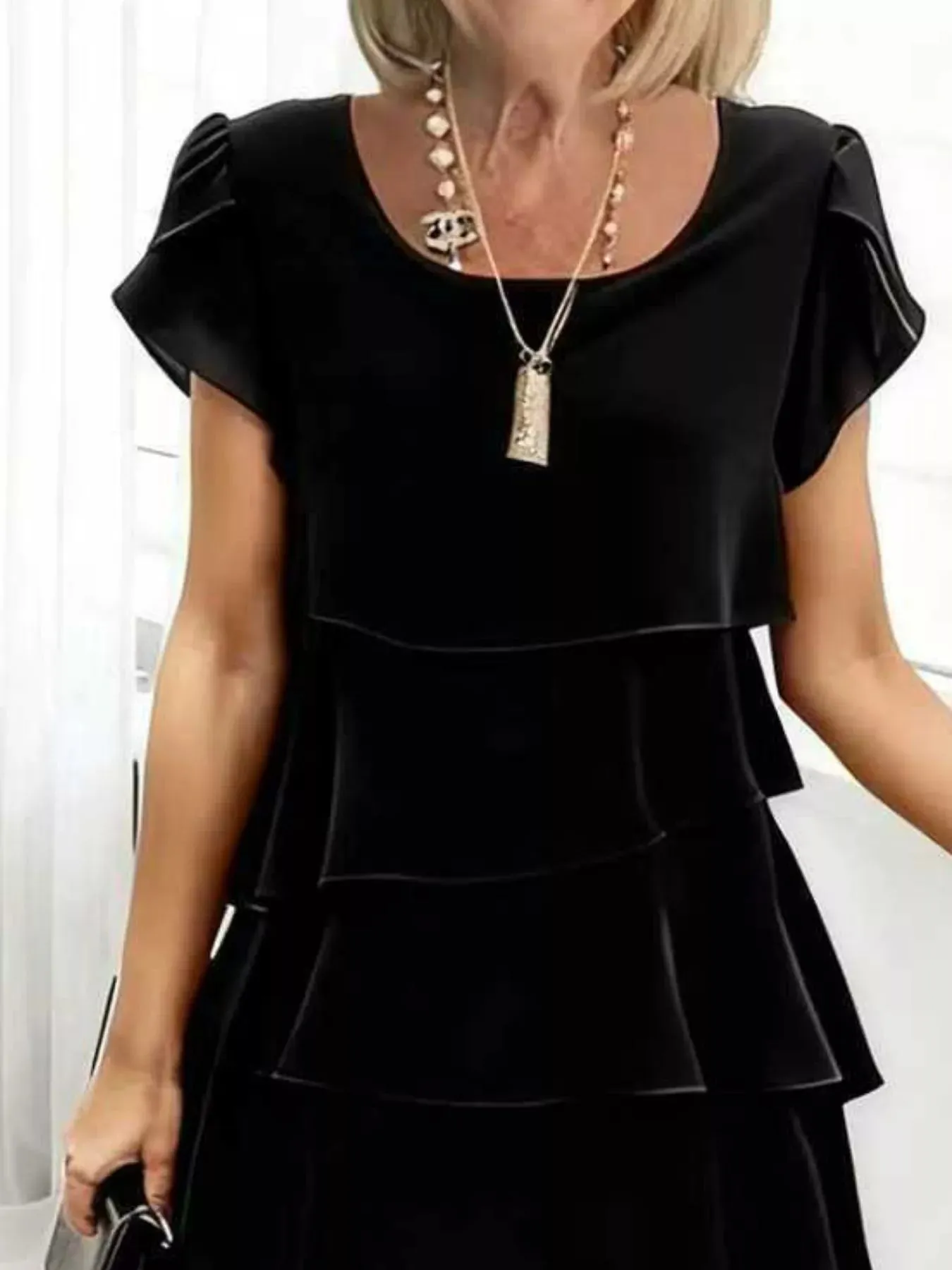 Full Size Ruffled Layered Petal Sleeve Dress Plus Size sold by Charming Charlie product image thumbnail 5