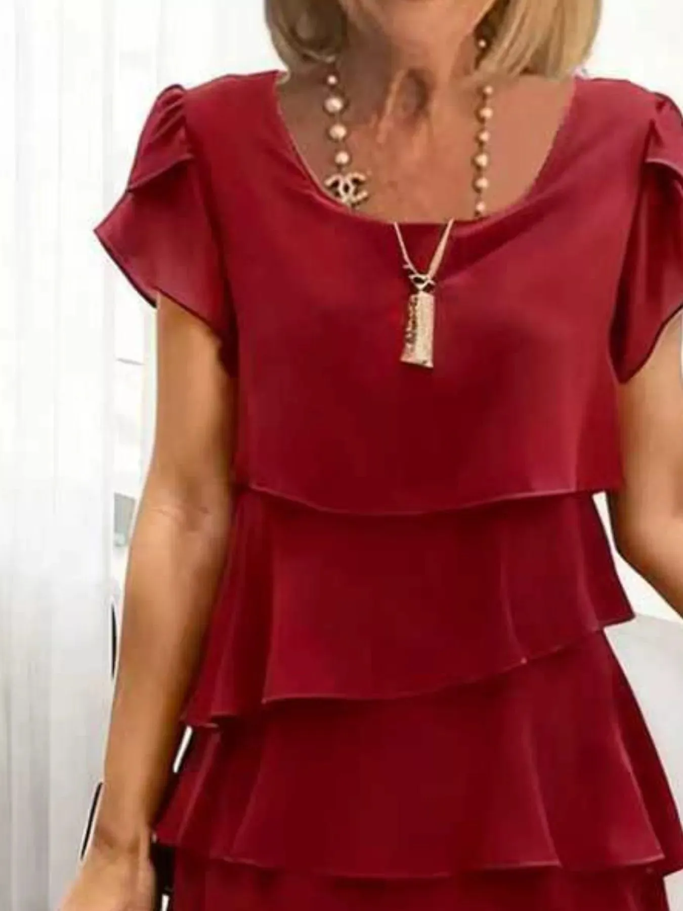 Full Size Ruffled Layered Petal Sleeve Dress Plus Size sold by Charming Charlie product image thumbnail 2