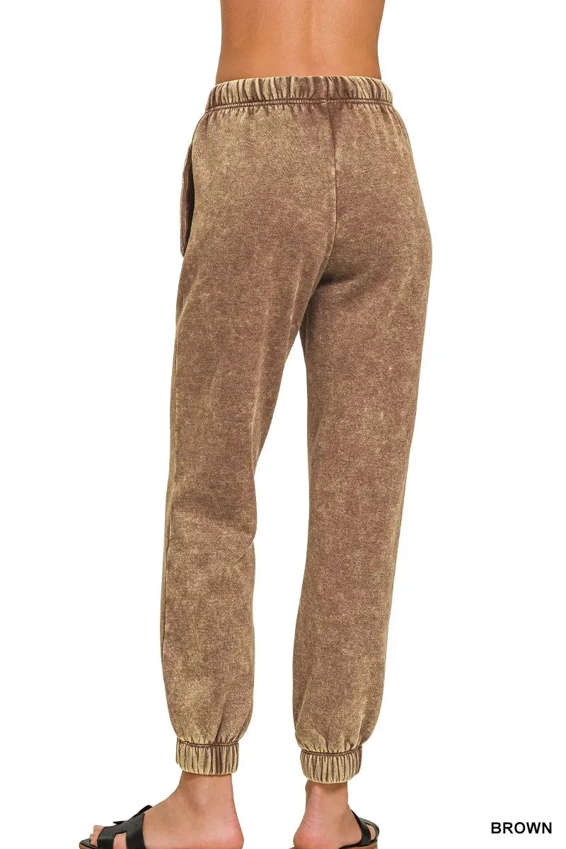 Zenana Acid Wash Fleece Sweatpants with Pockets sold by Charming Charlie product image thumbnail 4