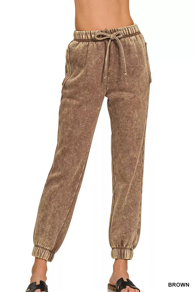 Zenana Acid Wash Fleece Sweatpants with Pockets sold by Charming Charlie product image thumbnail 2