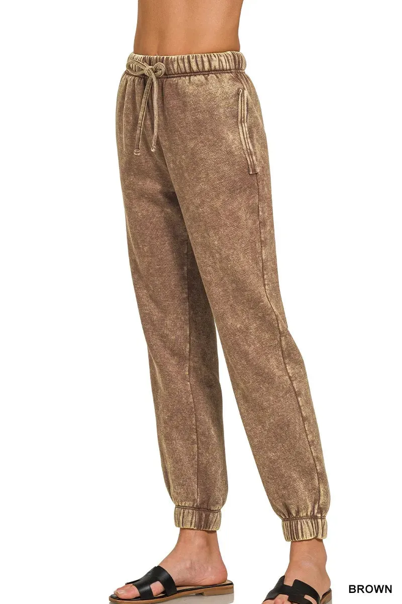 Zenana Acid Wash Fleece Sweatpants with Pockets sold by Charming Charlie product image thumbnail 3
