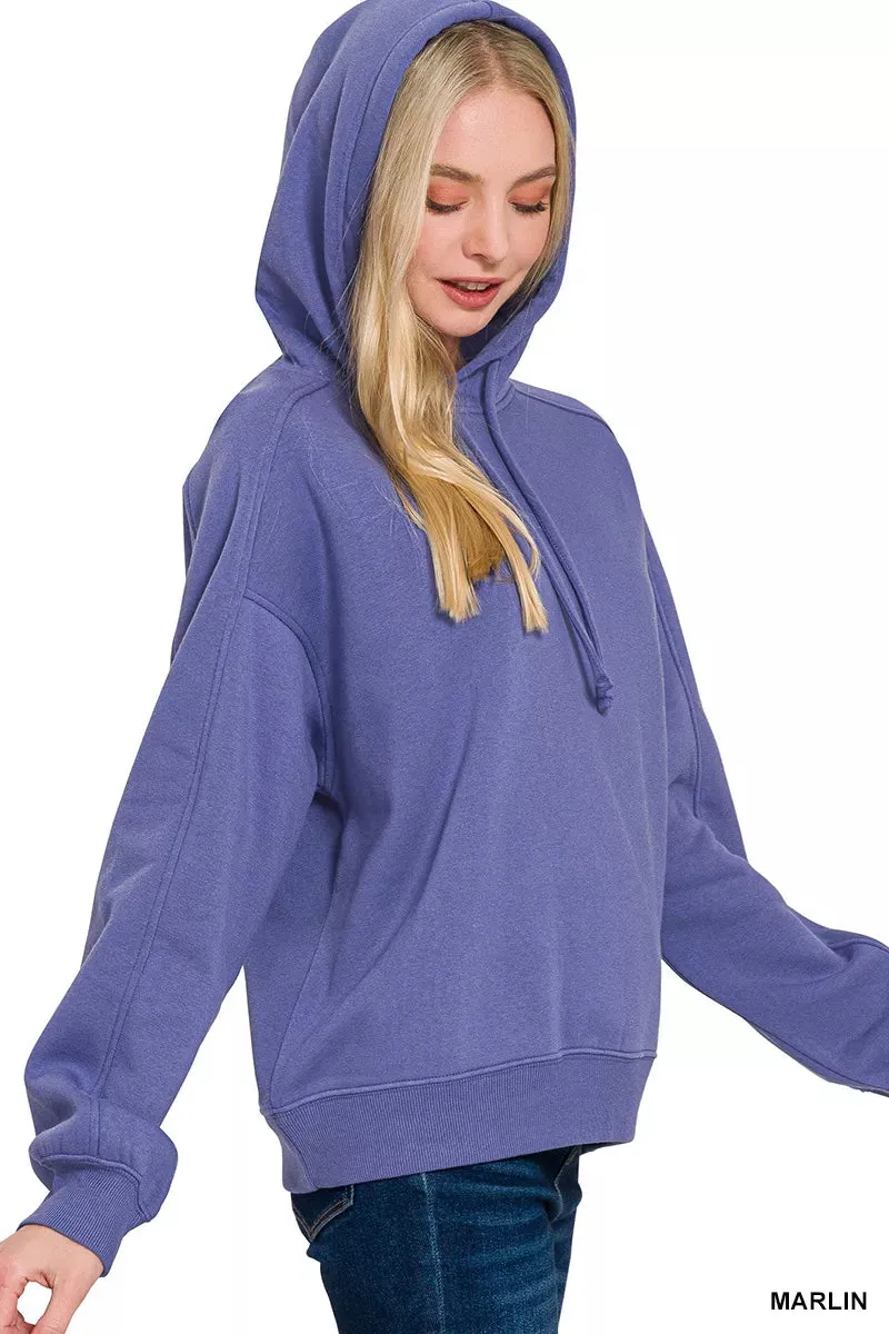 Zenana Drawstring Relaxed Fit Fleece Hoodie sold by Charming Charlie product image thumbnail 3