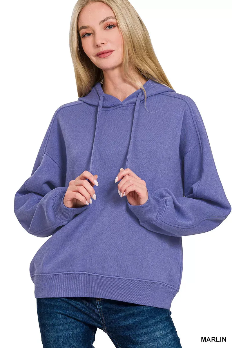 Zenana Drawstring Relaxed Fit Fleece Hoodie sold by Charming Charlie product image thumbnail 2