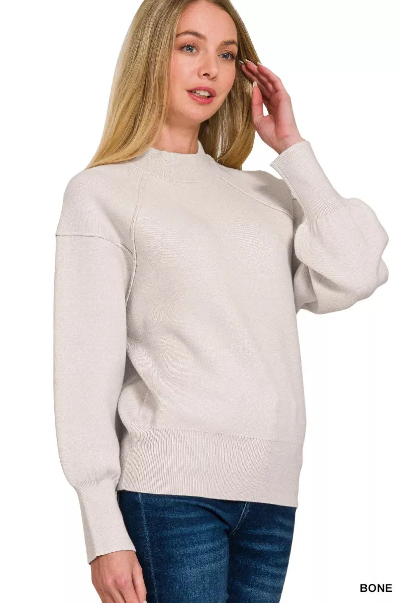 Zenana Viscose Mock Neck Exposed Seam Sweater sold by Charming Charlie product image thumbnail 2