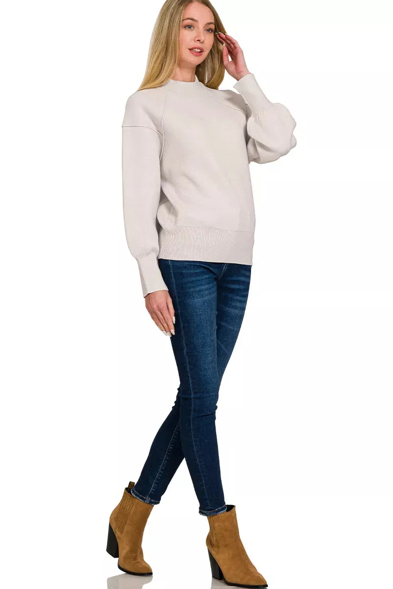 Zenana Viscose Mock Neck Exposed Seam Sweater sold by Charming Charlie product image thumbnail 3