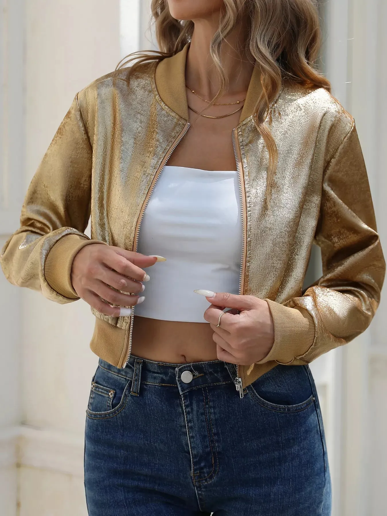 Zip Up Cropped Jacket sold by Charming Charlie product image thumbnail 2