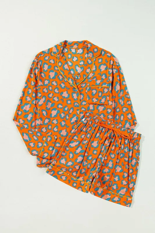 Leopard Long Sleeve Shirt and Shorts Pajama Set sold by Charming Charlie product image thumbnail 5