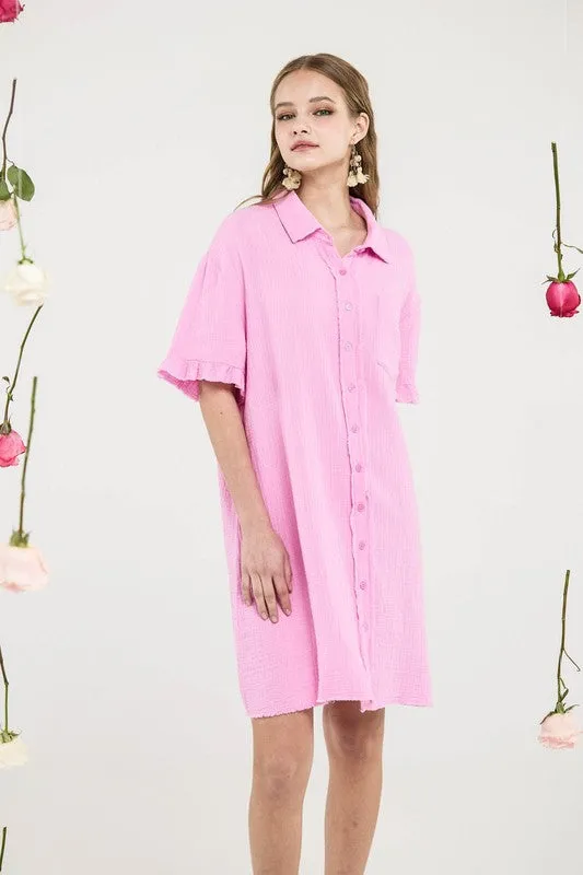 Frayed Edges Breezy Button down Shirt Dress sold by Charming Charlie product image thumbnail 2