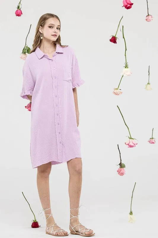 Frayed Edges Breezy Button down Shirt Dress sold by Charming Charlie product image thumbnail 3