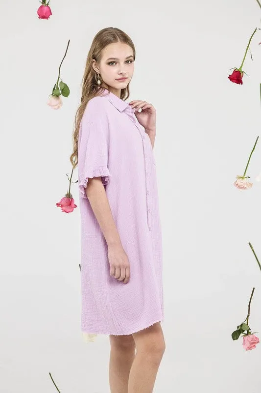 Frayed Edges Breezy Button down Shirt Dress sold by Charming Charlie product image thumbnail 4