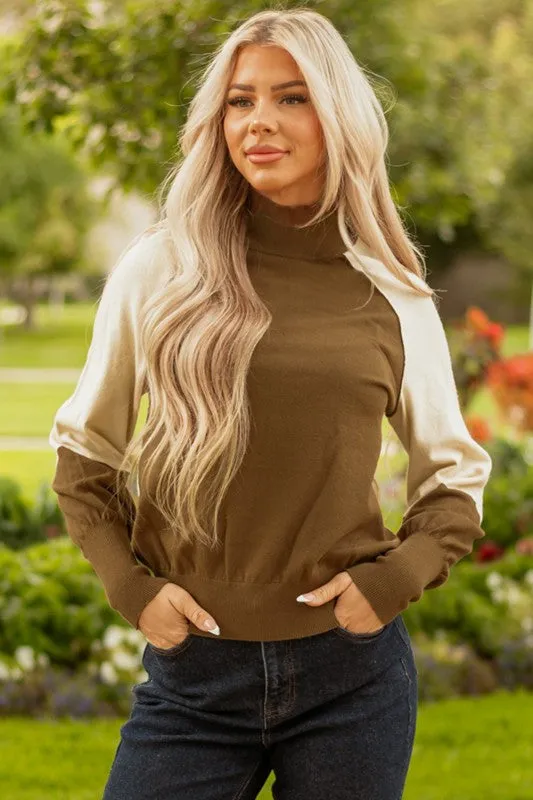 Colorblock Raglan Puff Sleeve Mock Neck Sweater sold by Charming Charlie product image thumbnail 5