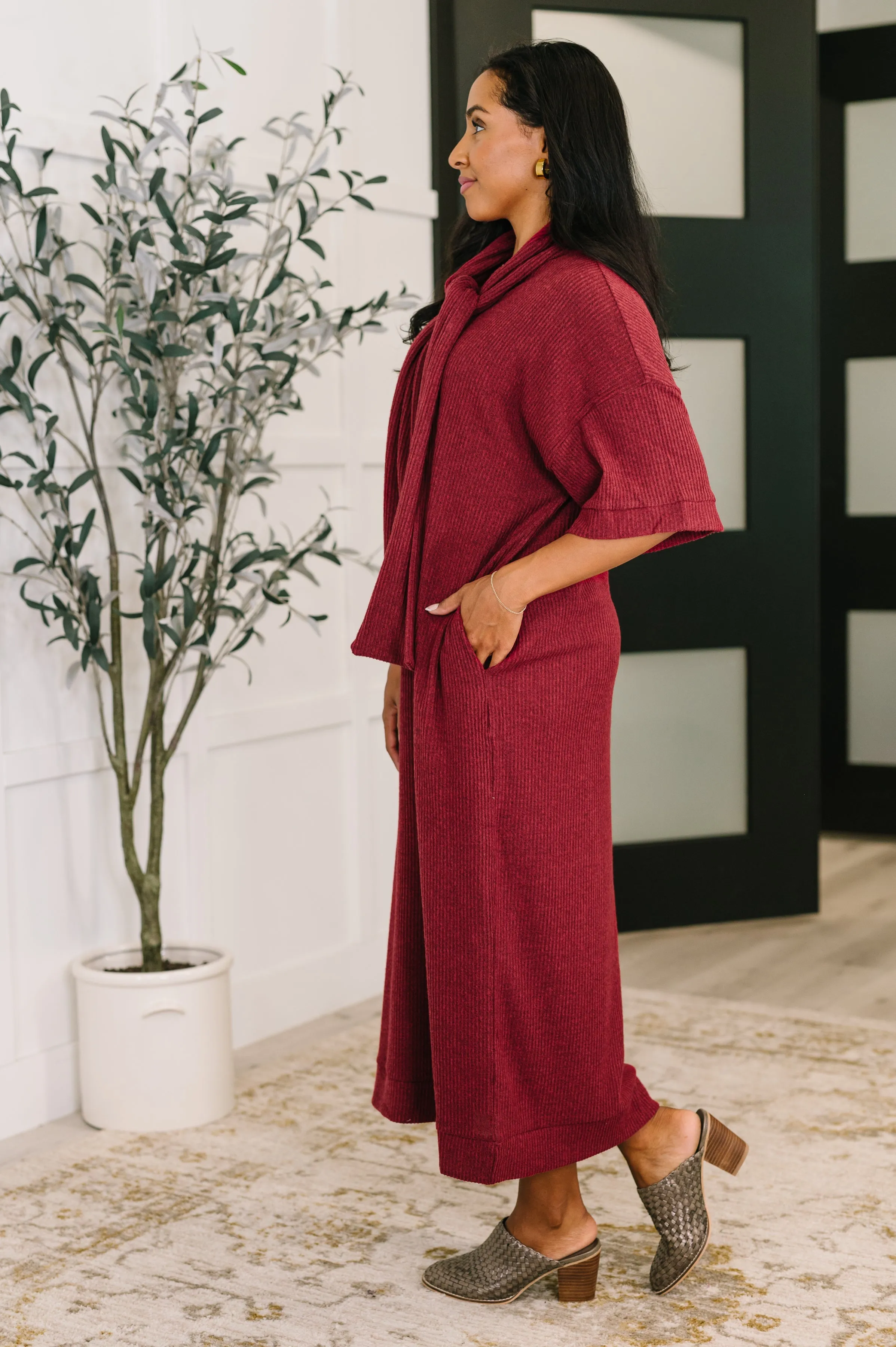 Travel Envy Ribbed Knit Dress in Wine sold by Charming Charlie product image thumbnail 3
