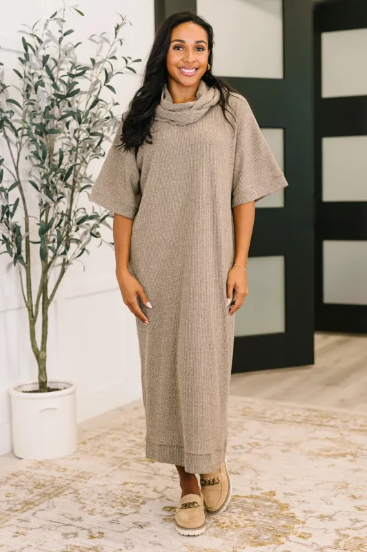 Travel Envy Ribbed Knit Dress in Light Coco sold by Charming Charlie