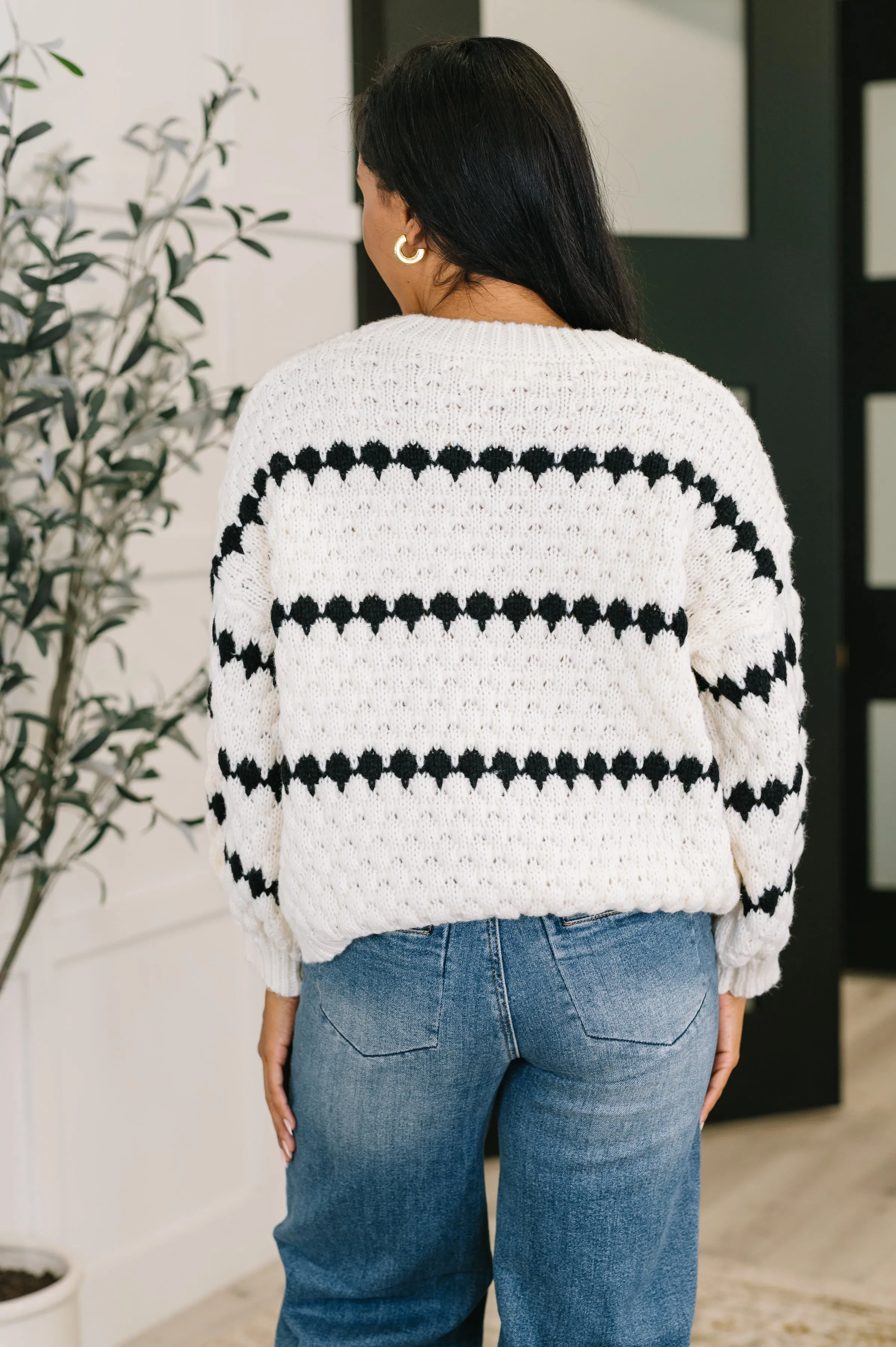 Ivy Lane Textured Sweater in White and Black sold by Charming Charlie product image thumbnail 5