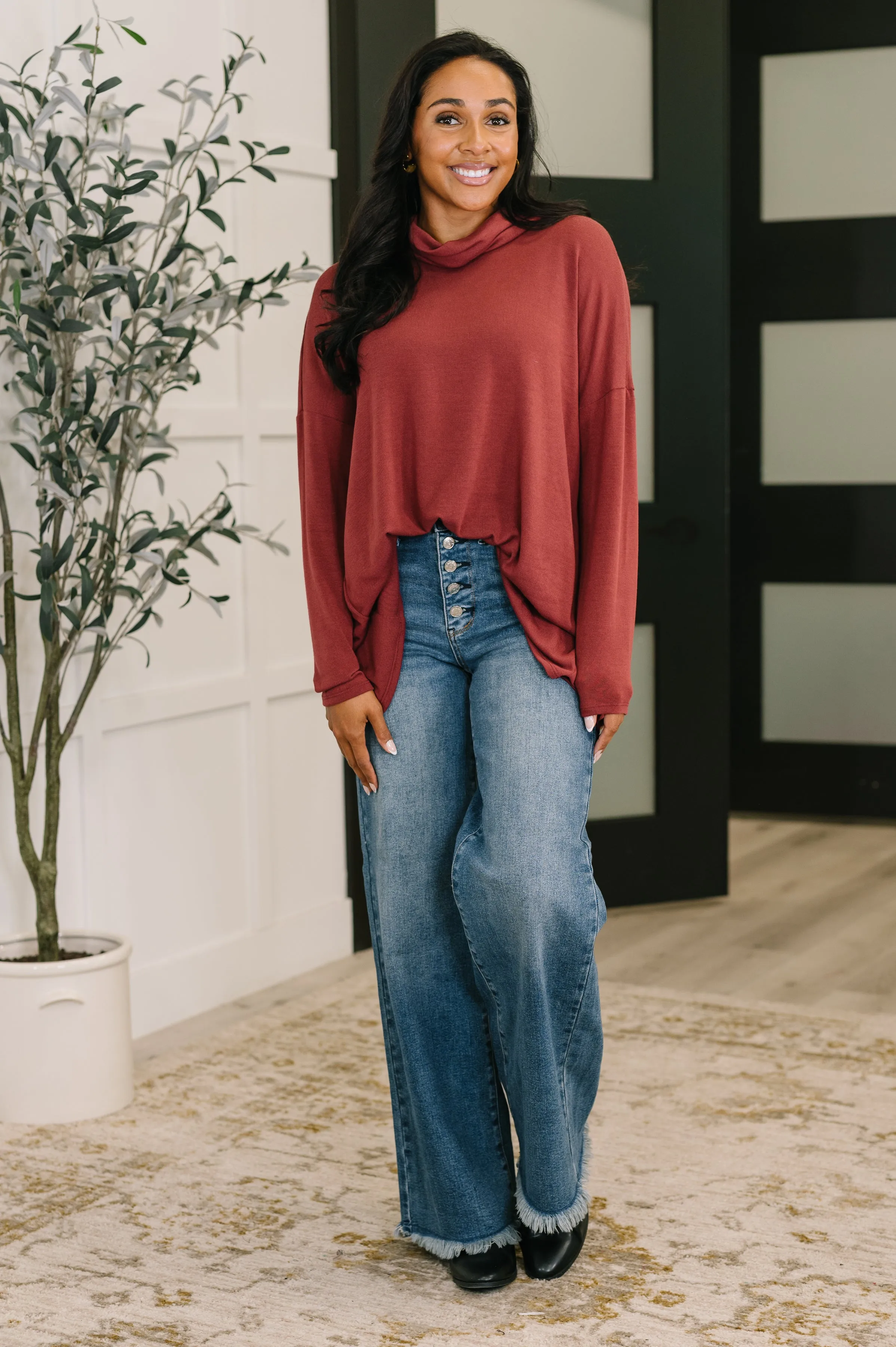 Travel Destination Cowl Neck Pullover in Wine sold by Charming Charlie product image thumbnail 2