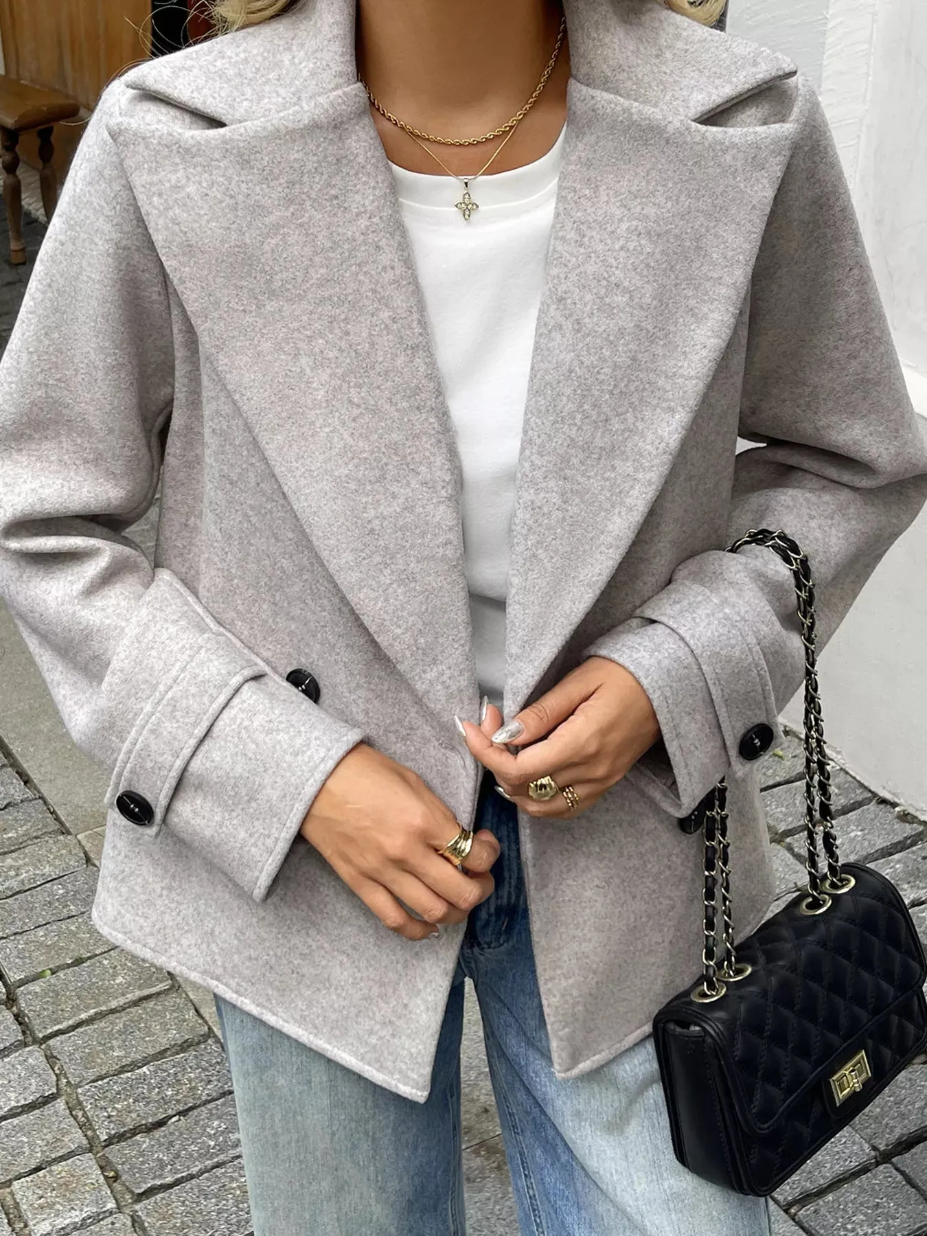 Wool Blend Double-Breasted Jacket sold by Charming Charlie product image thumbnail 2