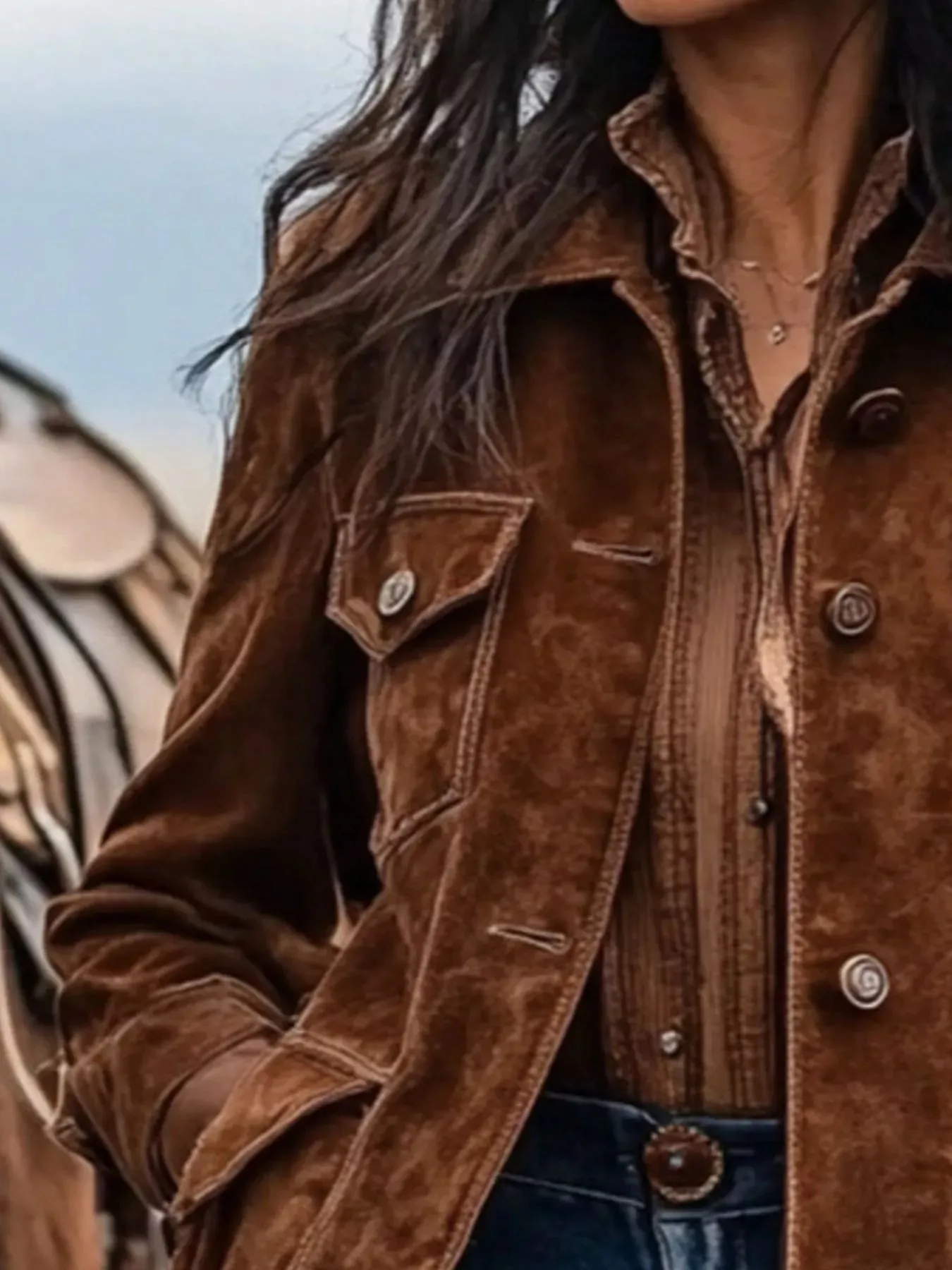 Full Size Button-Down Long Sleeve Jacket Plus Size sold by Charming Charlie product image thumbnail 3