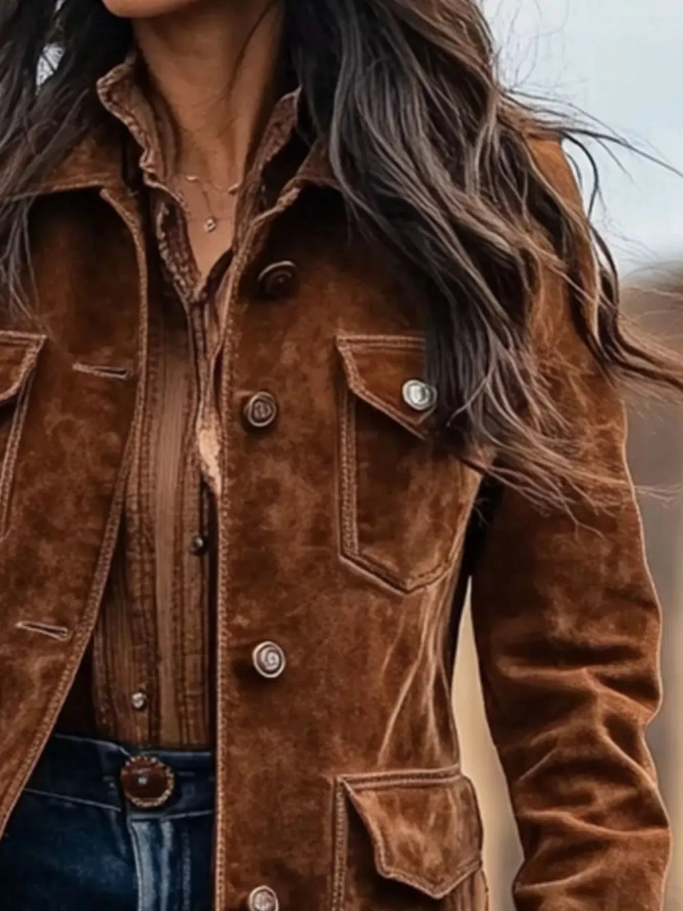 Full Size Button-Down Long Sleeve Jacket Plus Size sold by Charming Charlie product image thumbnail 2