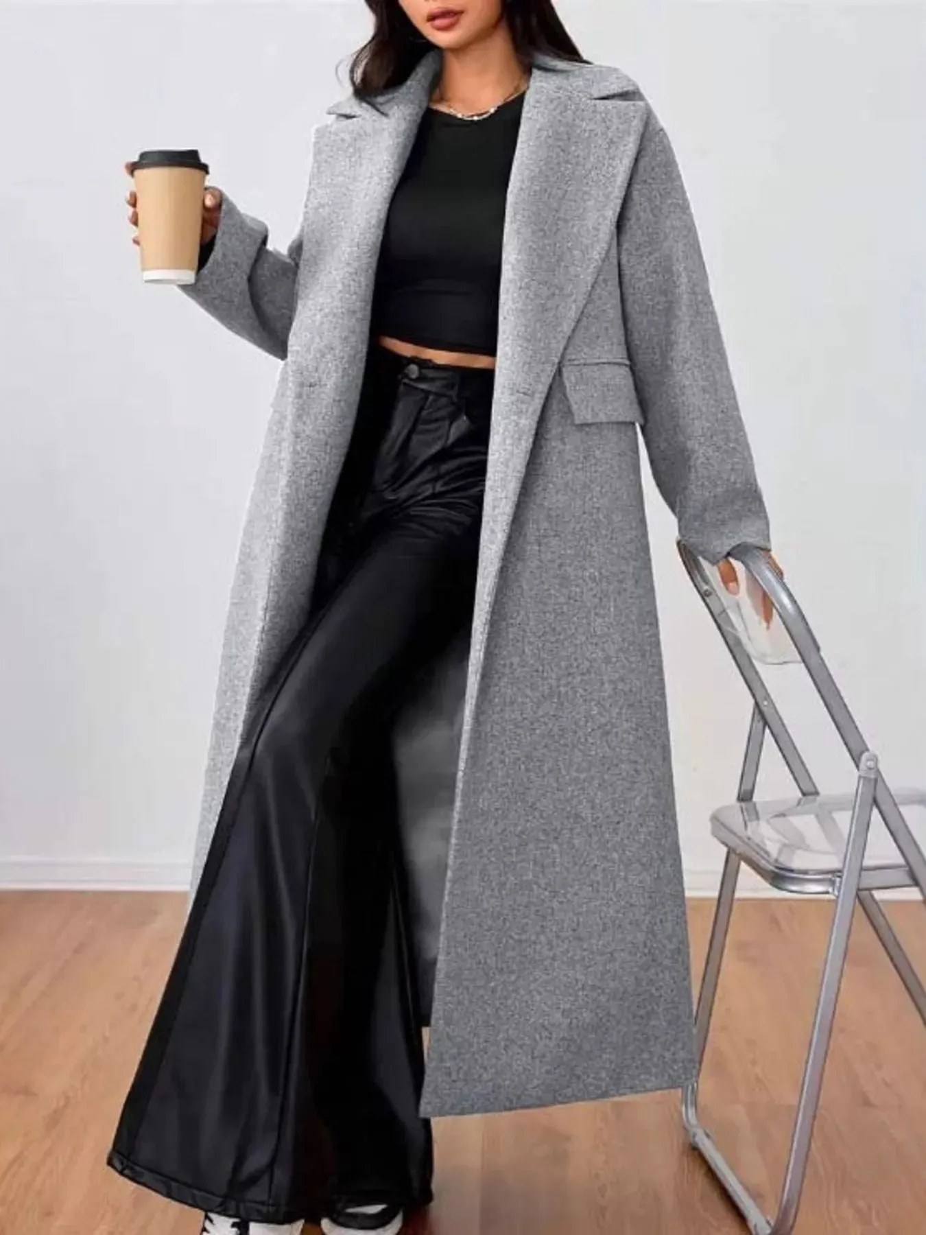 Wool-Blend Longline Overcoat sold by Charming Charlie product image thumbnail 2