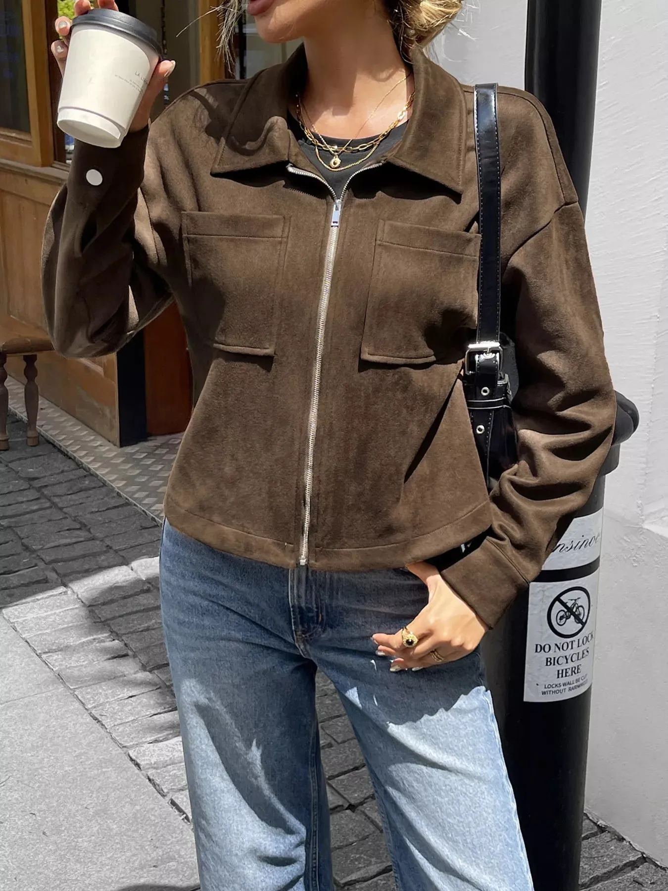 Casual Long Sleeve Zip-Up Jacket sold by Charming Charlie