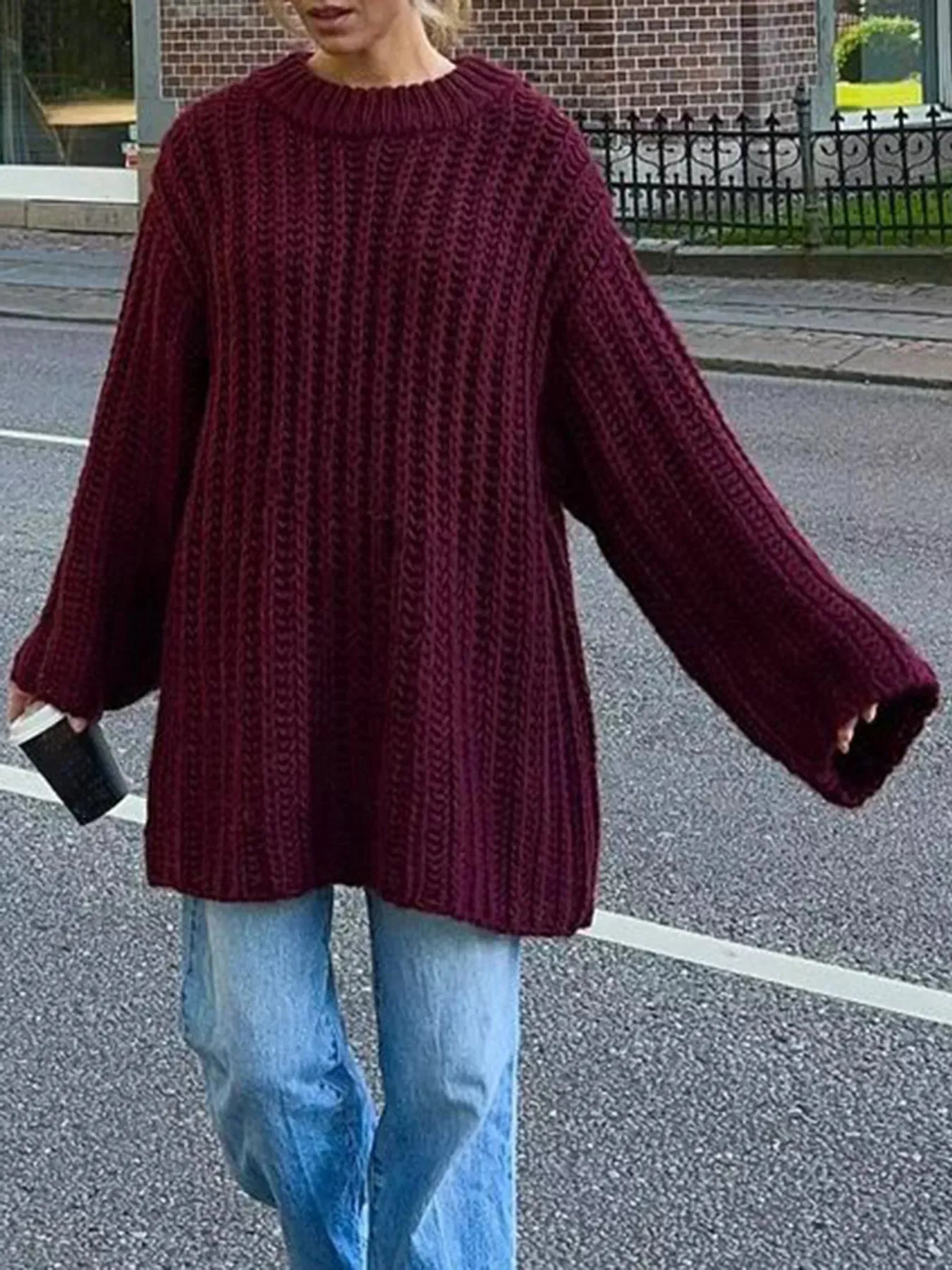 Oversized Chunky Knit Round Neck Sweater sold by Charming Charlie