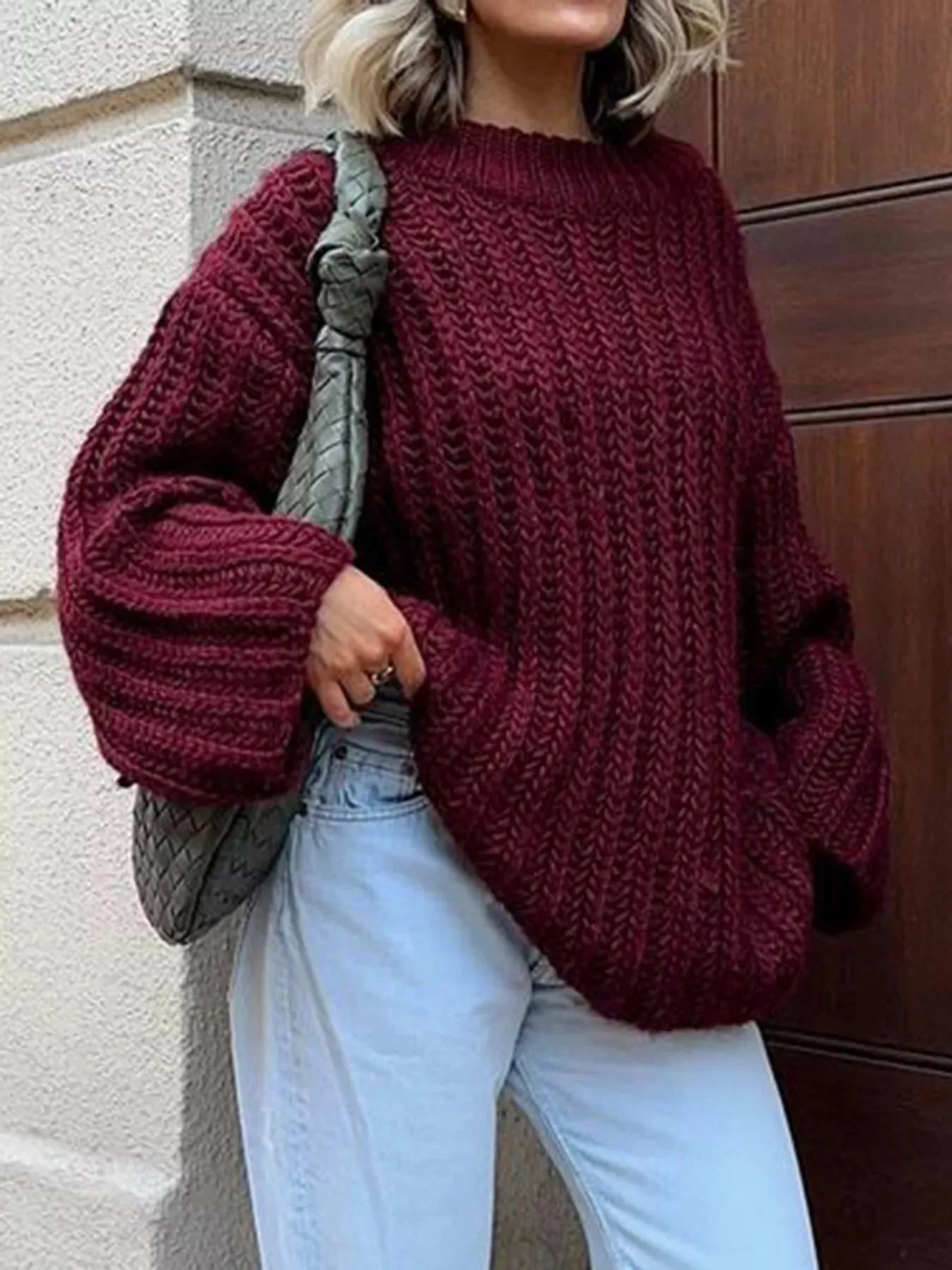 Oversized Chunky Knit Round Neck Sweater sold by Charming Charlie product image thumbnail 5