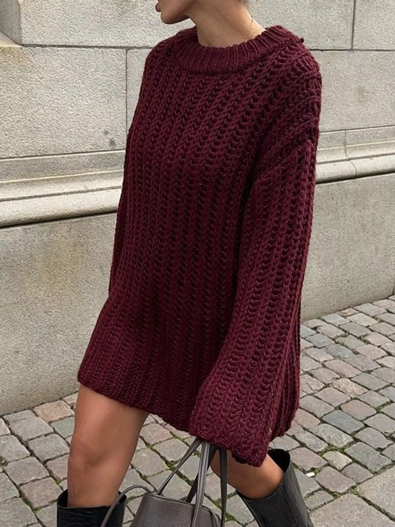 Oversized Chunky Knit Round Neck Sweater sold by Charming Charlie product image thumbnail 2