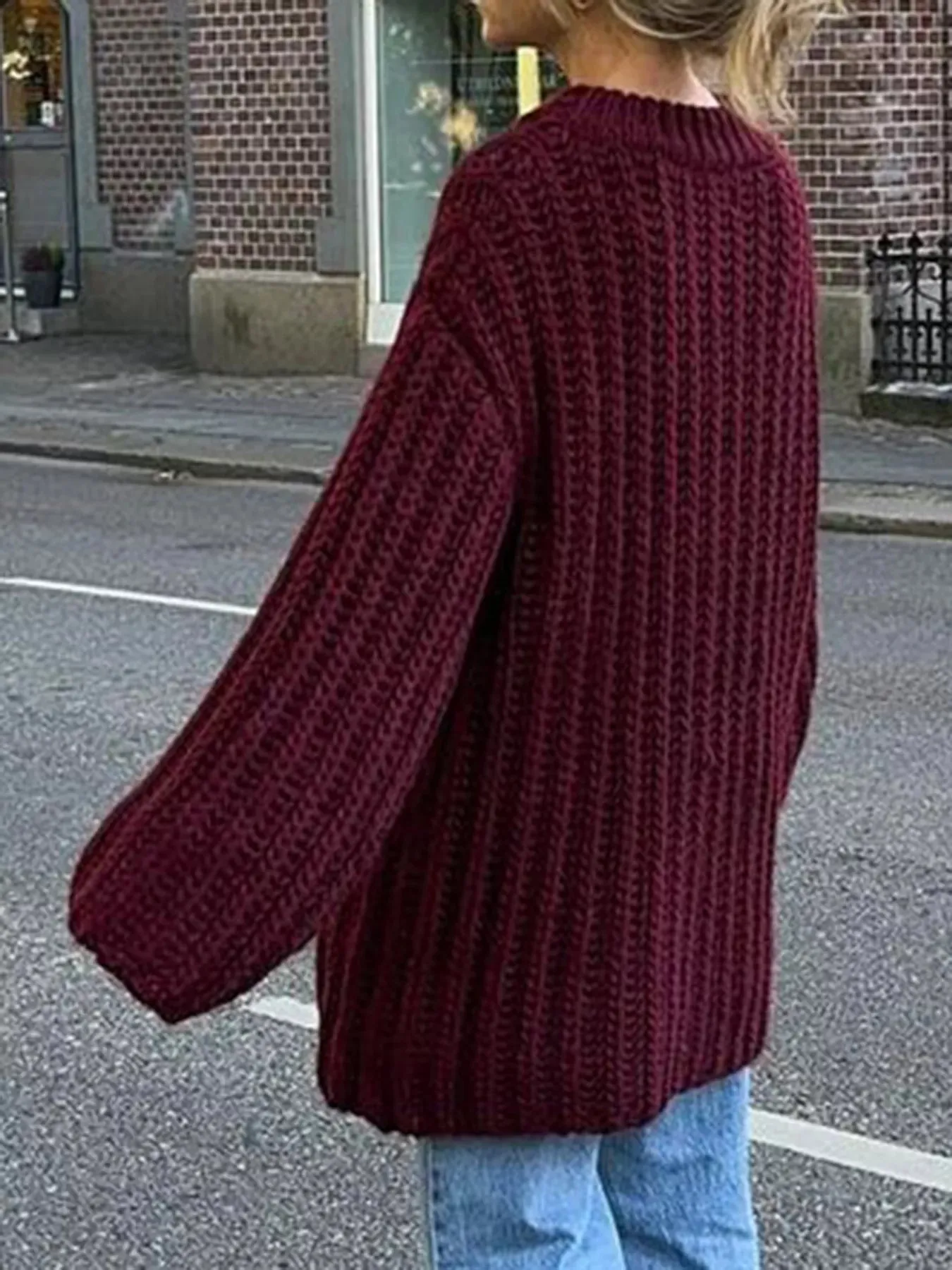 Oversized Chunky Knit Round Neck Sweater sold by Charming Charlie product image thumbnail 3