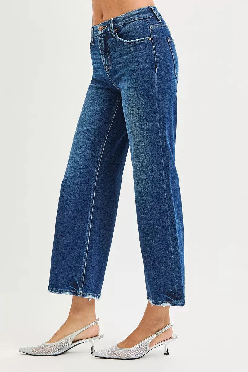 RISEN Tummy Control 4 Way Stretch High Rise Crop Wide Leg Jeans sold by Charming Charlie product image thumbnail 4