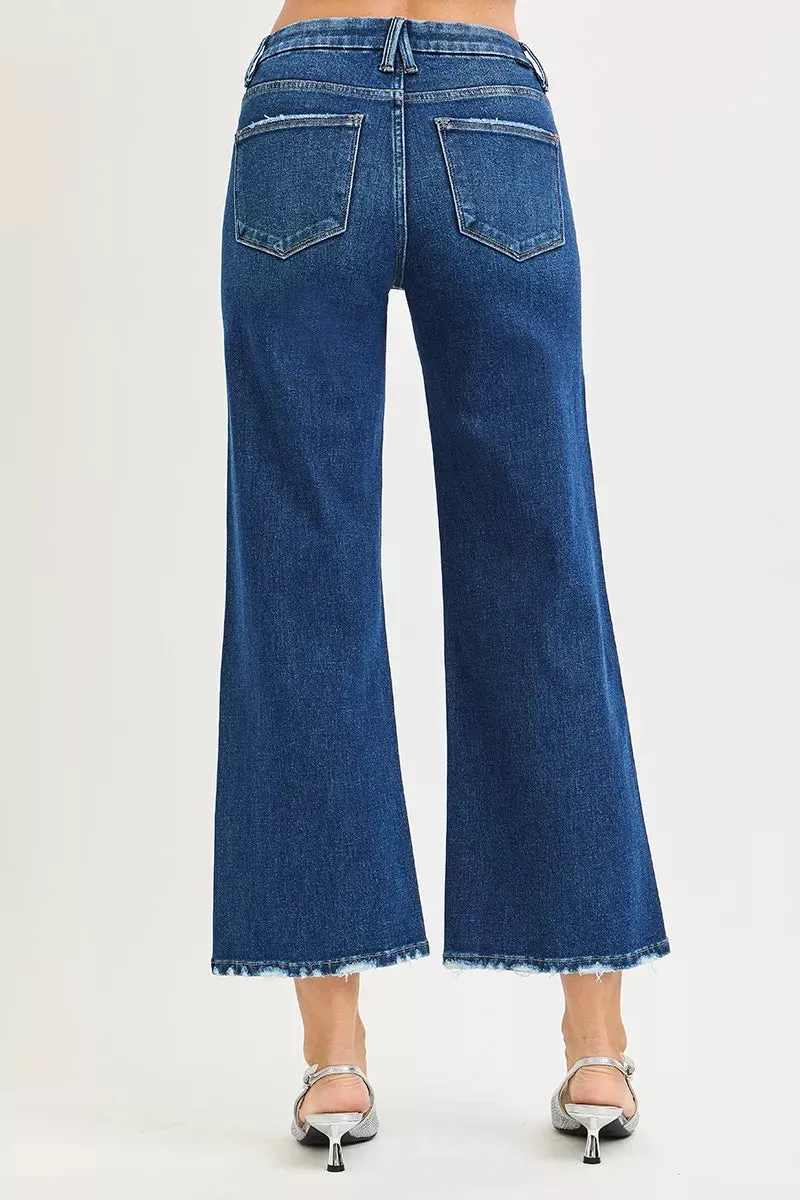 RISEN Tummy Control 4 Way Stretch High Rise Crop Wide Leg Jeans sold by Charming Charlie product image thumbnail 5