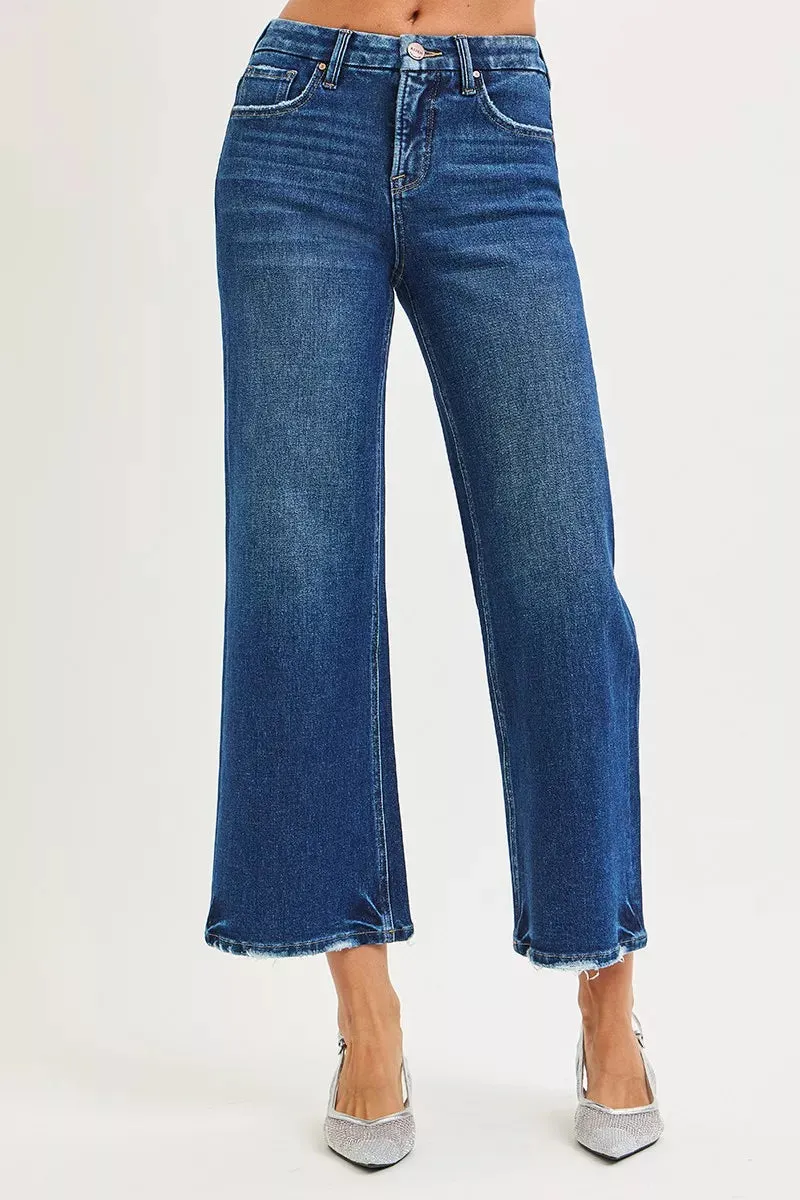 RISEN Tummy Control 4 Way Stretch High Rise Crop Wide Leg Jeans sold by Charming Charlie product image thumbnail 2