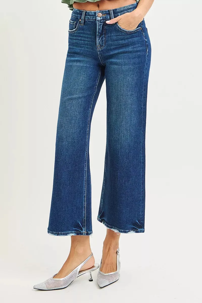 RISEN Tummy Control 4 Way Stretch High Rise Crop Wide Leg Jeans sold by Charming Charlie product image thumbnail 3