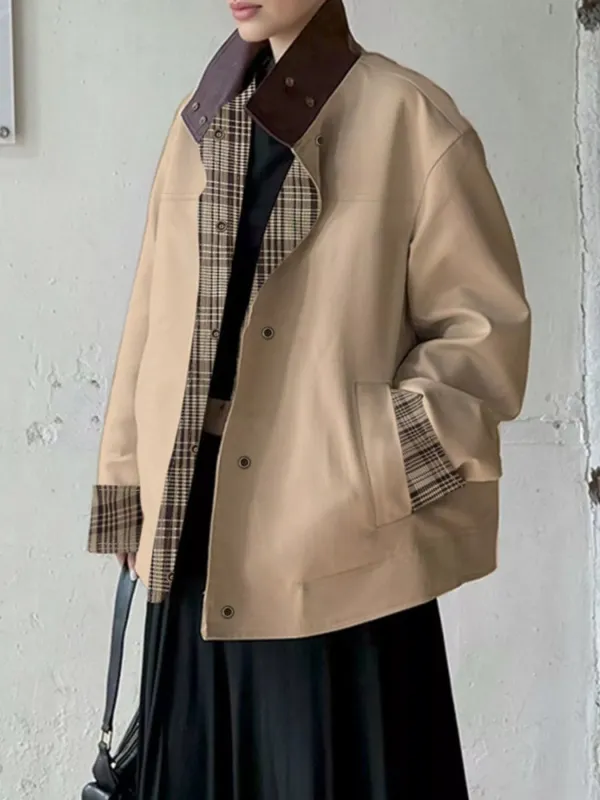 Contrast Plaid Snap Down Jacket sold by Charming Charlie